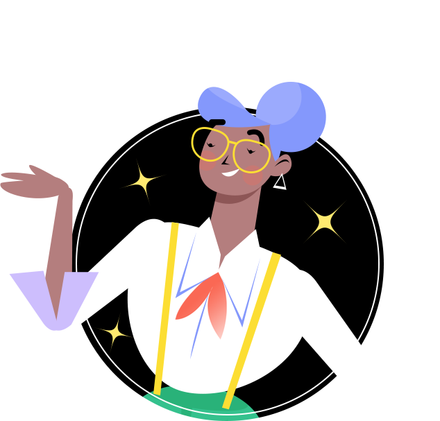 Mentorly employee mentorship - illustrated woman smiling with starry eyes